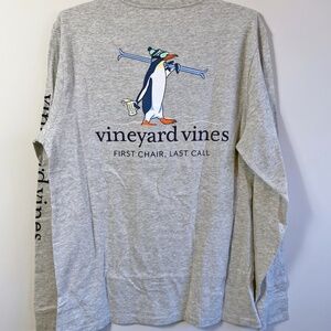 Vineyard Vines men's long sleeve grey Penguin ski T-shirt Size M